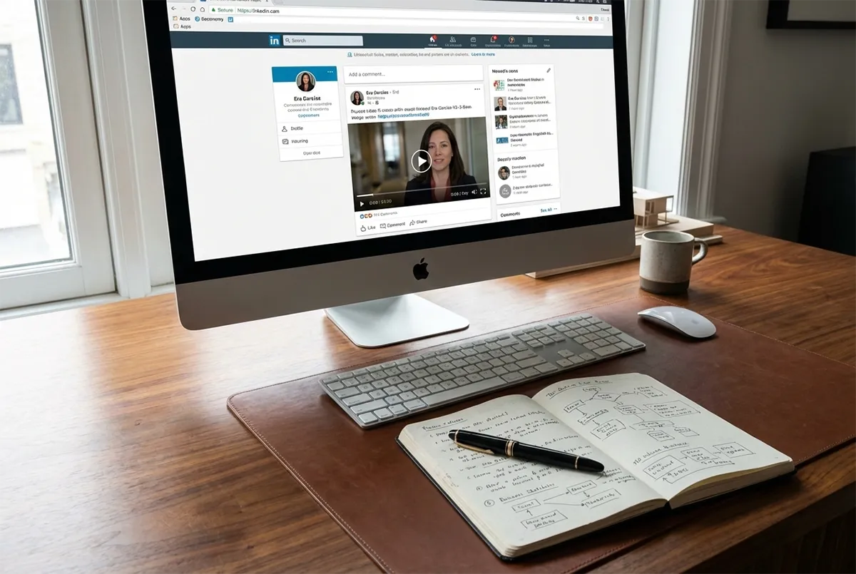 Setup profissional de podcast em vídeo da área de serviço The Growth Engine para entrevistas de testemunhos e case studies corporativos.