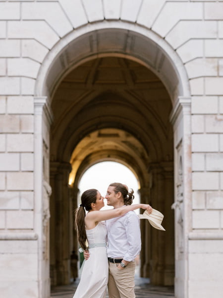 Let's meet one of the top 10 Lisbon wedding photographers who shoot this lovely couple in Palácio Nacional da Ajuda in Lisbon, Portugal. Photographer Miguel Rosenstok